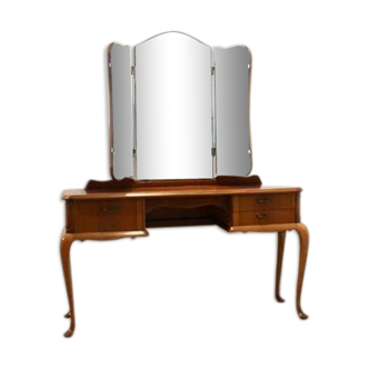 Dutch mahogany hairdresser with three-part mirror