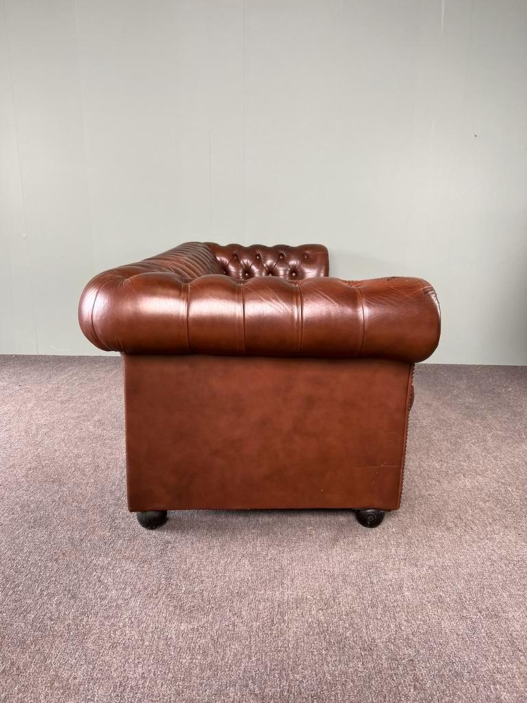 Chesterfield 3-seater calf leather sofa