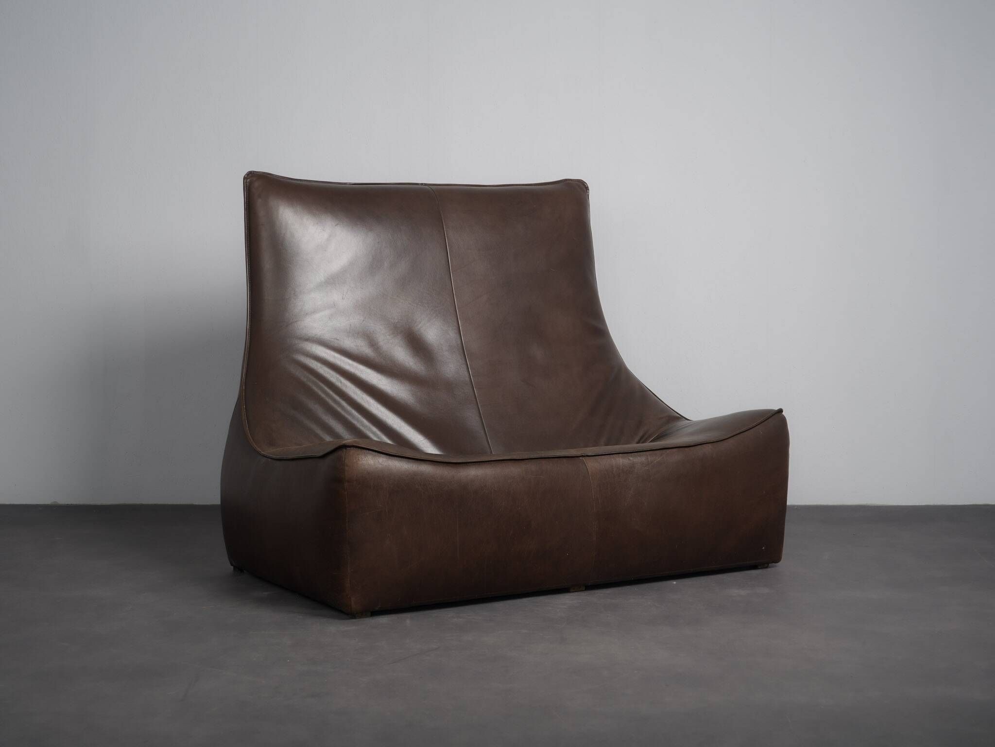 "The Rock" leather 2-seater sofa by Gerard van den Berg for Montis, Netherlands, 1970s