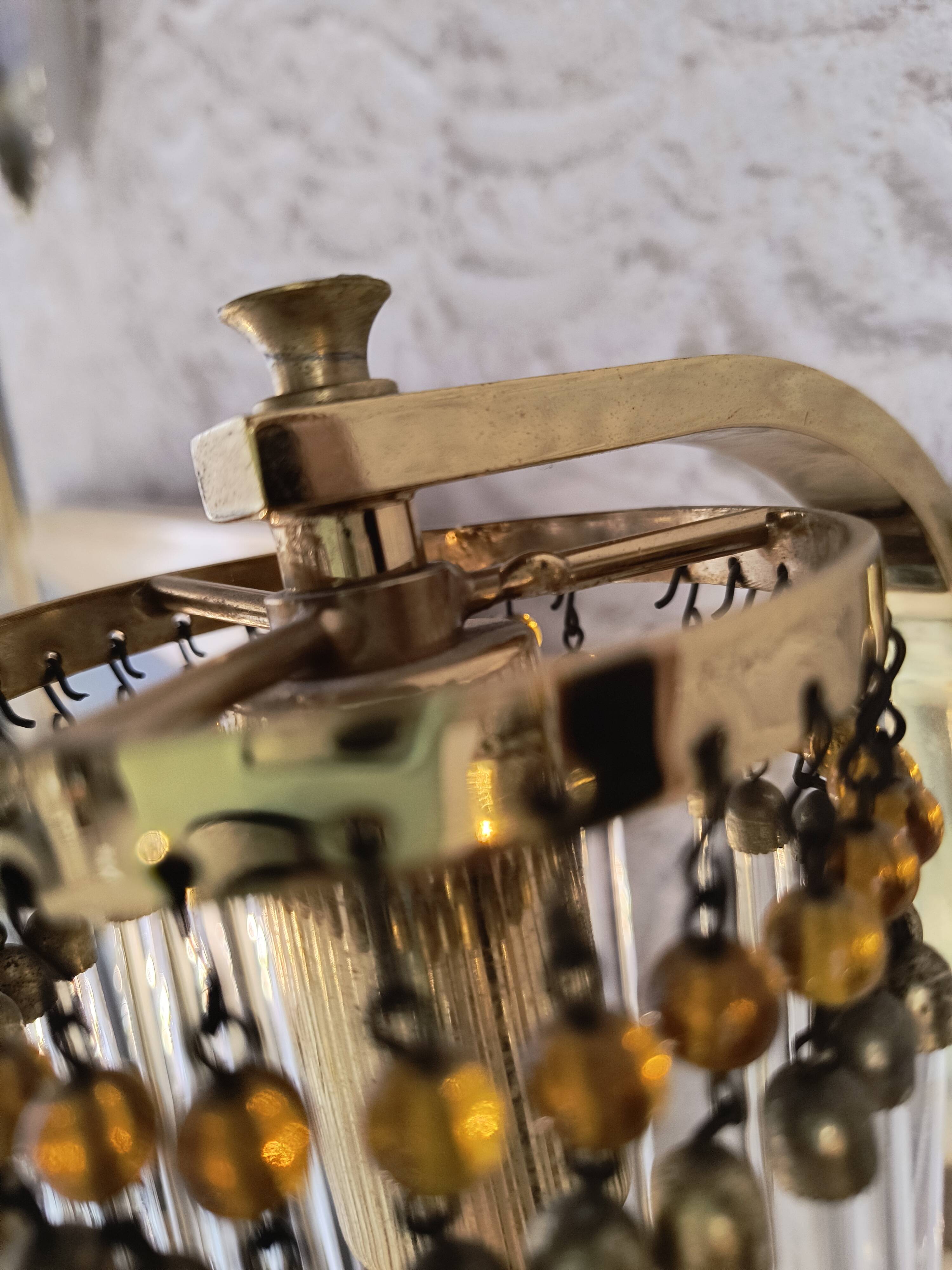 Applique murale laiton et pampilles cristal