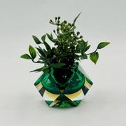 Geometric Murano Sommerso Vase in Emerald Green Glass, 1970s