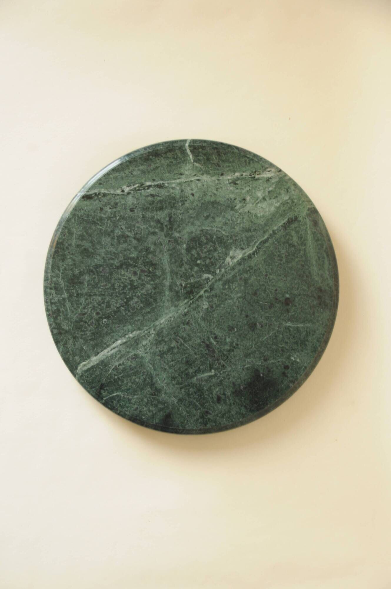 Plateau rond tournant en marbre vert – centre de table en pierre naturelle