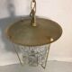 Old Lantern Golden Metal hanging Glass Molded Vintage 70years