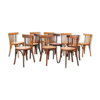 Lot 11 chaises bistrot Baumann et autres années 50