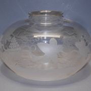 Suspension TULIPE of LAMP XIXth CRYSTAL Blown decorated with engraved vine leaves and grapes