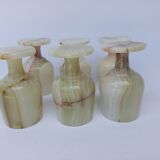 lot 6 petits verres à pied vin en pierre albâtre verte