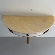 Console murale flottante avec tiroir, corps en laiton et plateau en marbre, années 1960, Italie