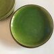 Set 5 plates flat caps dessert in green glazed earth 1960