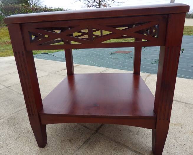 exotic wood side table – excellent condition