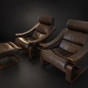 Pair of Kroken armchairs and ottoman — Åke Fribyter, marketed p
