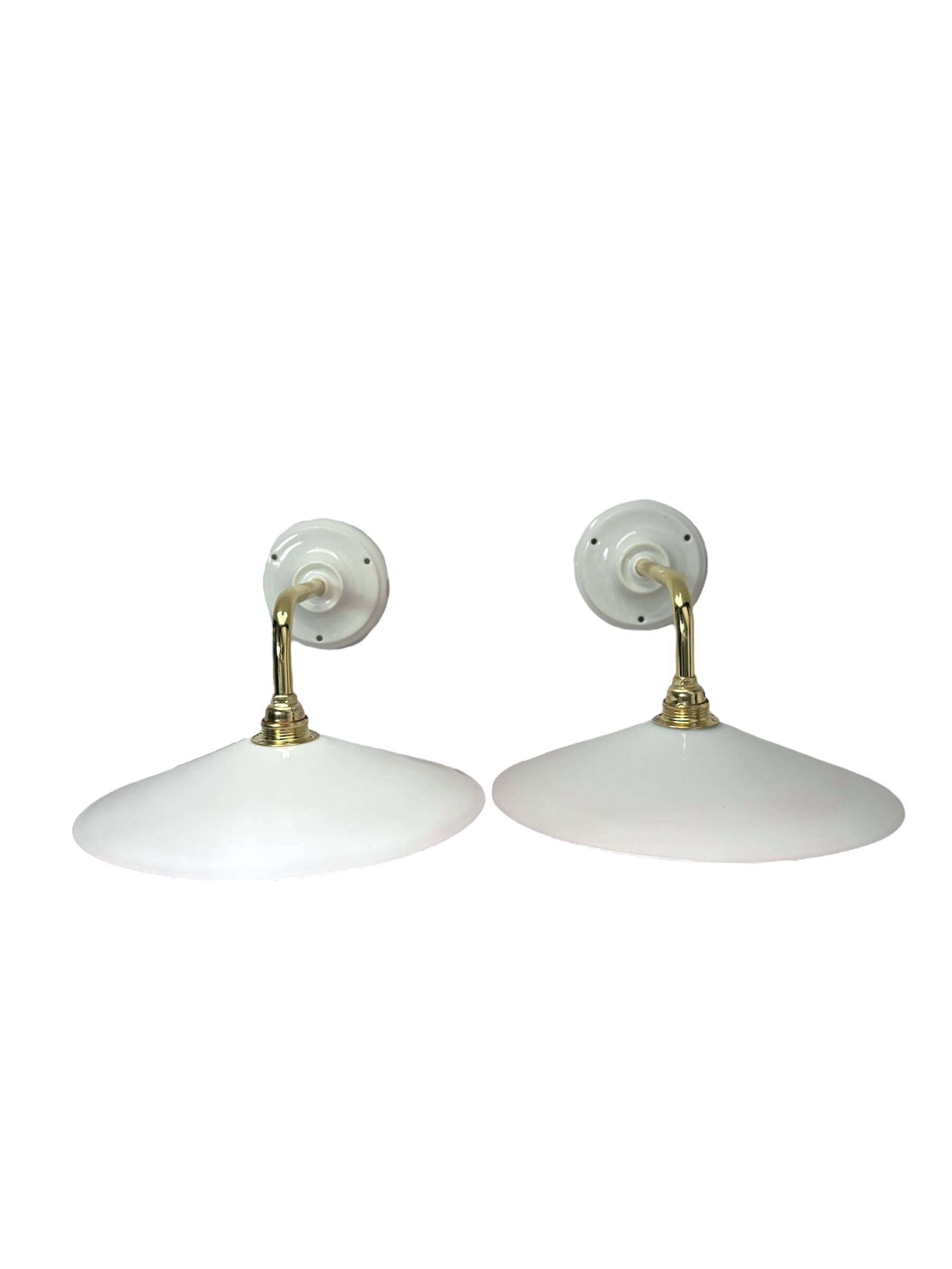 White opaline wall lights