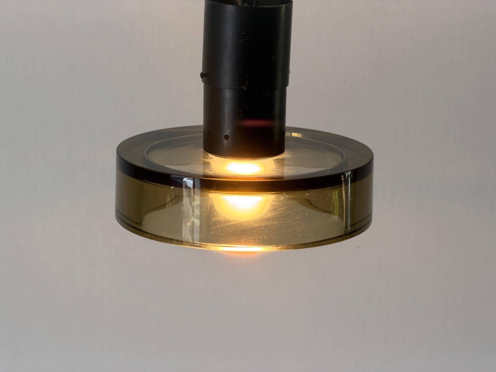 Flush mount in glass and yellow-brown metal by Seguso, 1950s, Italy.