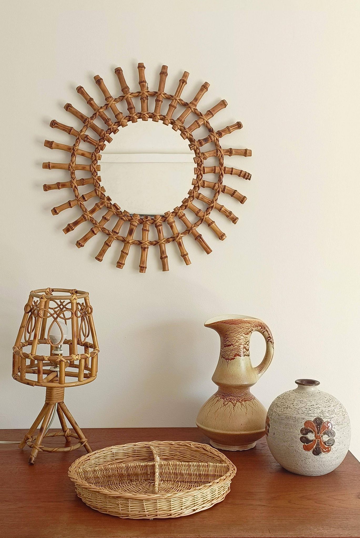 Rustic French Provence Wicker Basket Centerpiece / Vide-Poche – Mid 20th Century