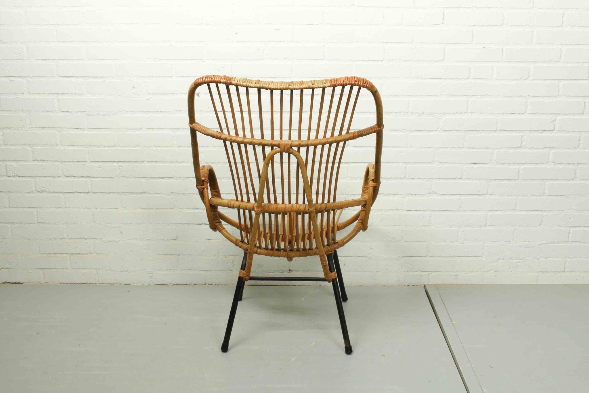 Metal and Rattan Terrace or Lounge Chair from Rohé Noordwolde, 1960s