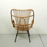 Metal and Rattan Terrace or Lounge Chair from Rohé Noordwolde, 1960s