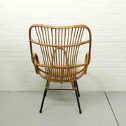 Metal and Rattan Terrace or Lounge Chair from Rohé Noordwolde, 1960s