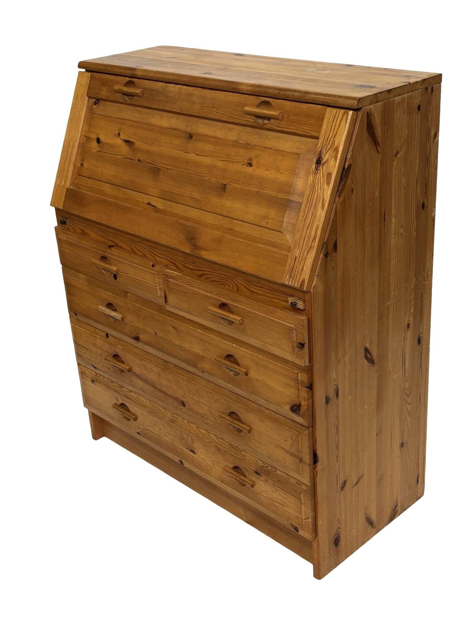 Vintage pine secretaire workstation desk, 1980s design
