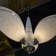 Art Deco chandelier/suspension with 3 domes in mixed glass and chrome metal