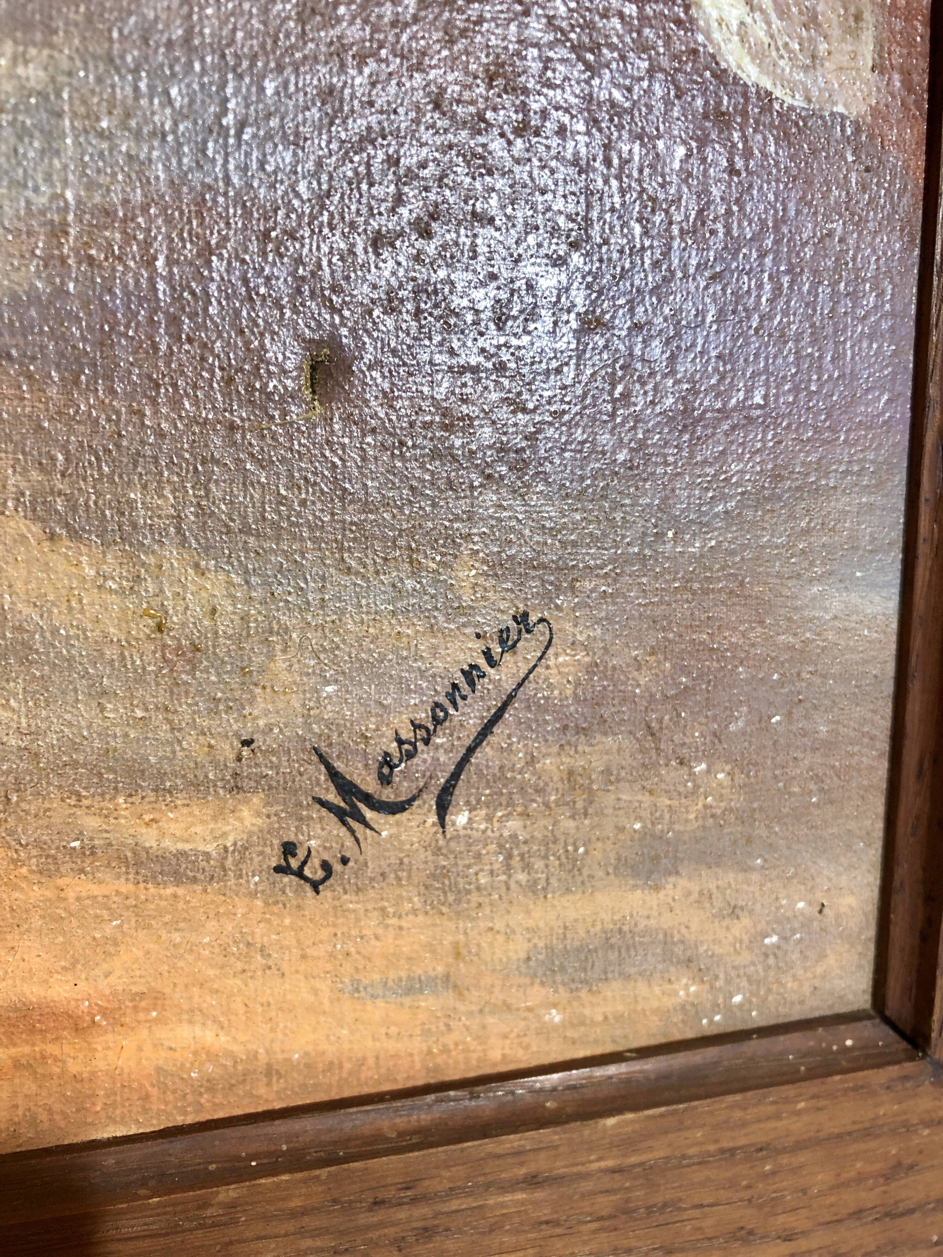 Pair of oils on orientalist canvas, 20th century