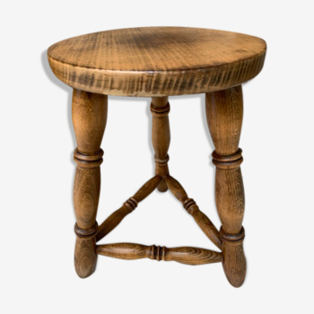 Tripod stool in turned wood