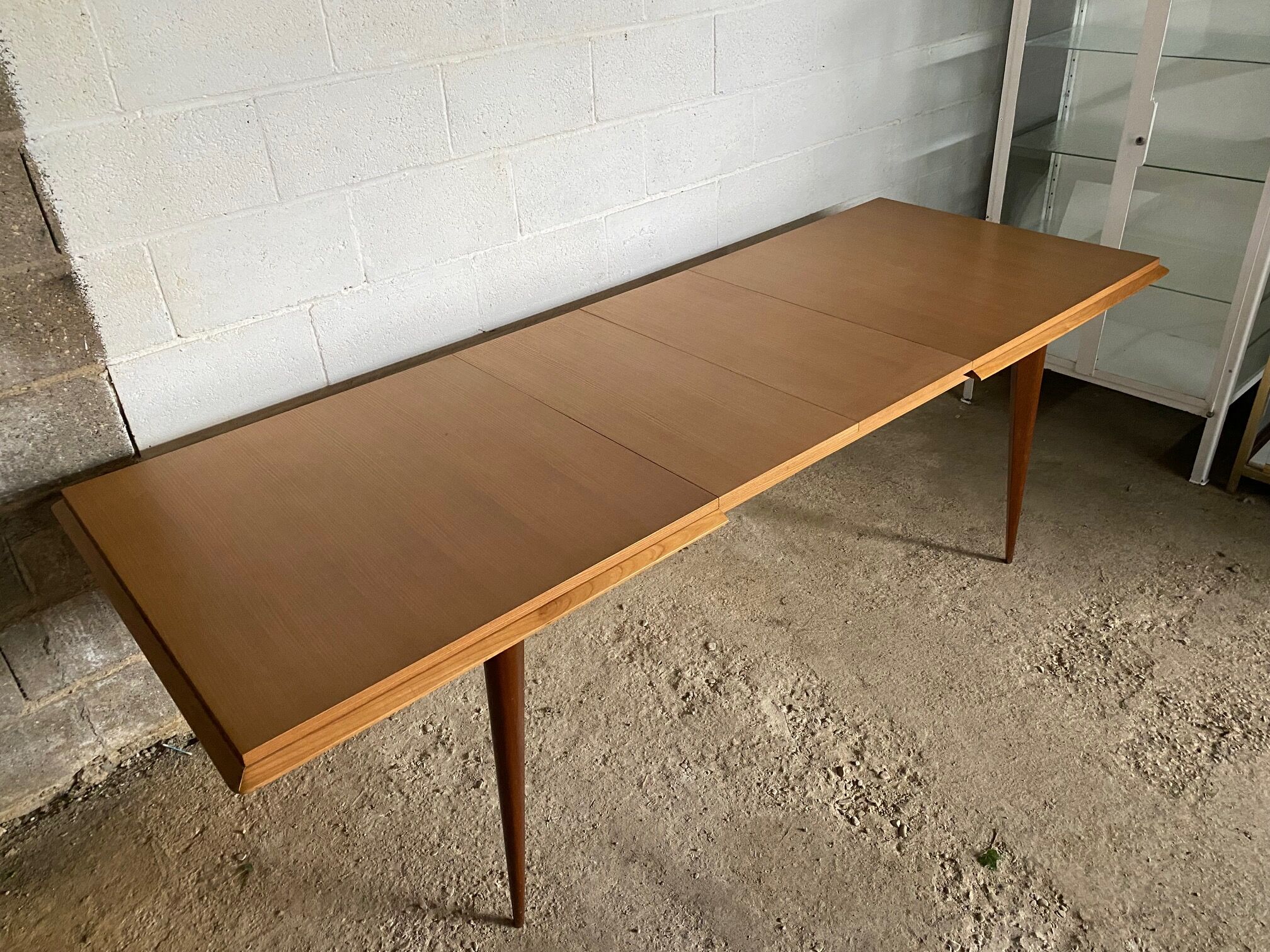 Scandinavian extendable table in light oak and teak 166/202/238x89cm vintage an50