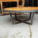 Large industrial coffee table metal and wood drum