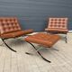 2x brand new original knoll barcelona relax + ottoman, venezia cognac leather