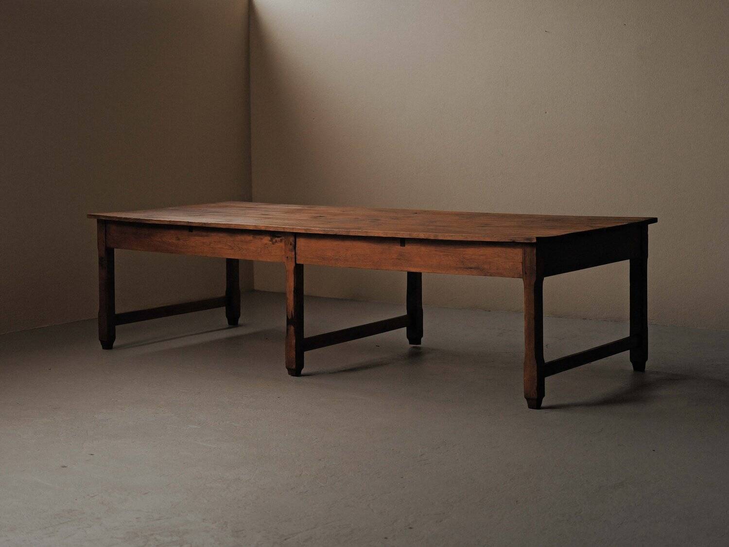 Large antique table in solid pine – France, around 1900