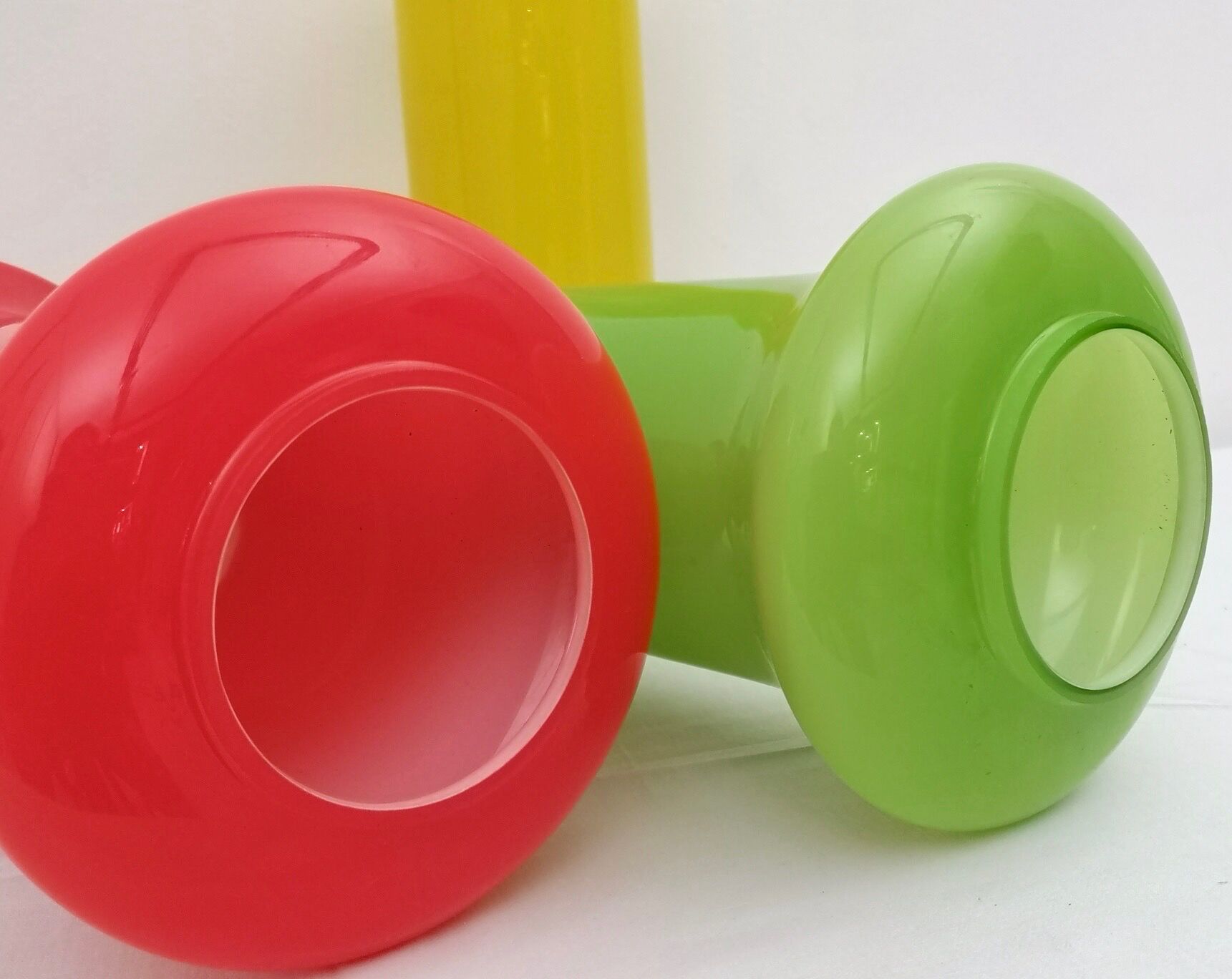 Suspension en verre à trois lumières rouge, jaune et vert par Vistosi, Italie