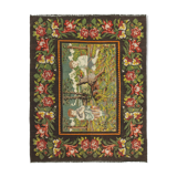 Hand-knotted vintage rose black kilim 192 cm x 240 cm - 23428