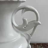 Pair of large 19th century church vases in painted white Paris porcelain