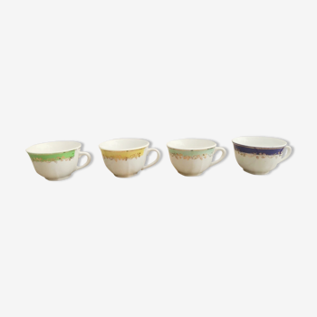 4 badonviller coffee cups colorful and golden decor