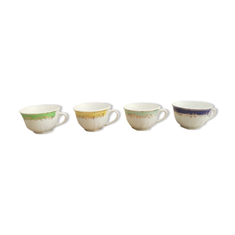 4 badonviller coffee cups colorful and golden decor