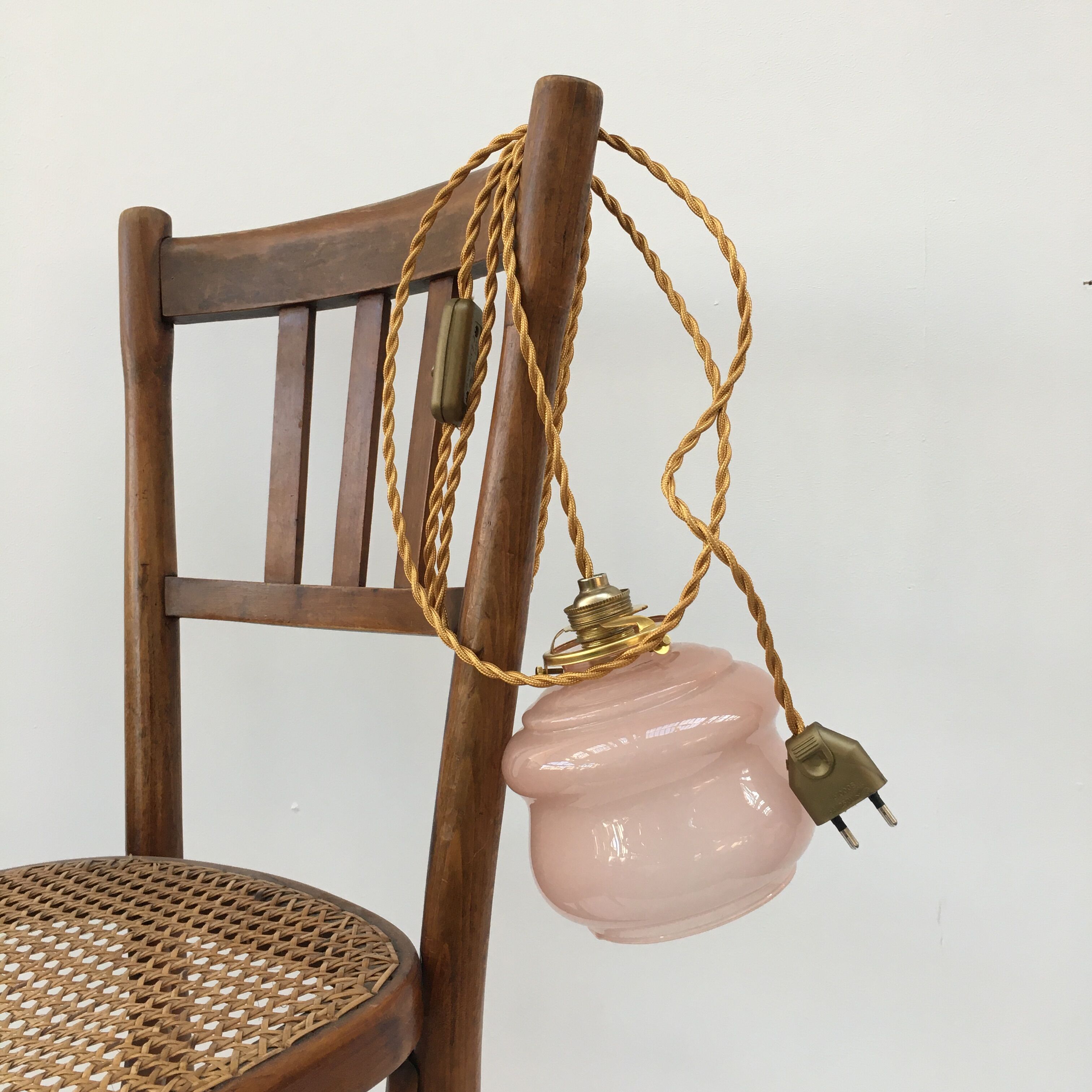 Pink glass walking lamp