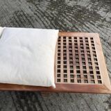 Vintage Yew Wood Bench with 3 Cushions