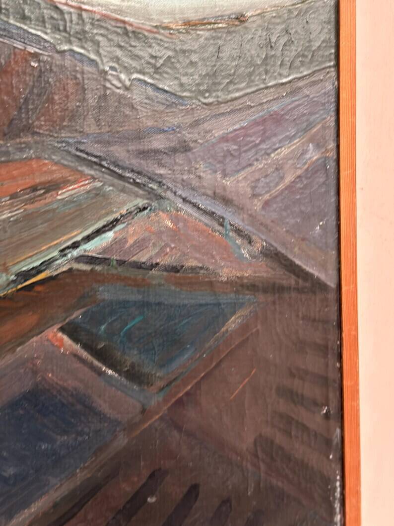 Original Swedish Oil on Canvas – “Glumslövs Backar” by Eric Julius – Signed – Vintage & Framed – 49 × 41 cm