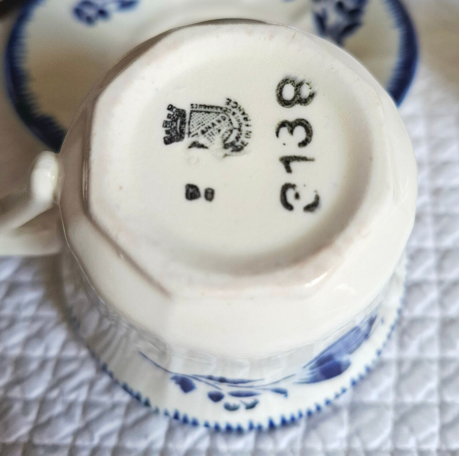 Antique cups with iron earthenware saucers