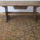 Large antique pine trestle dining table with drawer, Sweden 1780