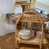 Rattan service, two trays