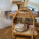 Rattan service, two trays