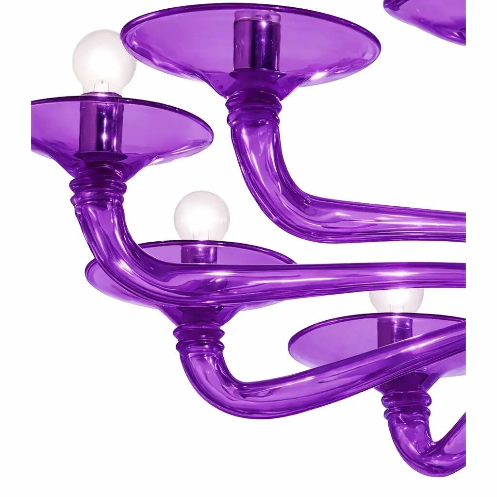 Italian Contemporary Violet Murano Style Glass Chandelier