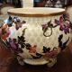 Old large Lunéville flower pot with Japanese floral decor
