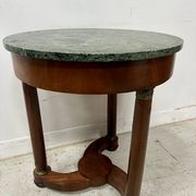 Round Empire-style side table in mahogany and veneer, 20th century