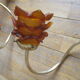 2 brass appliques leaves flowers tulip glass paste