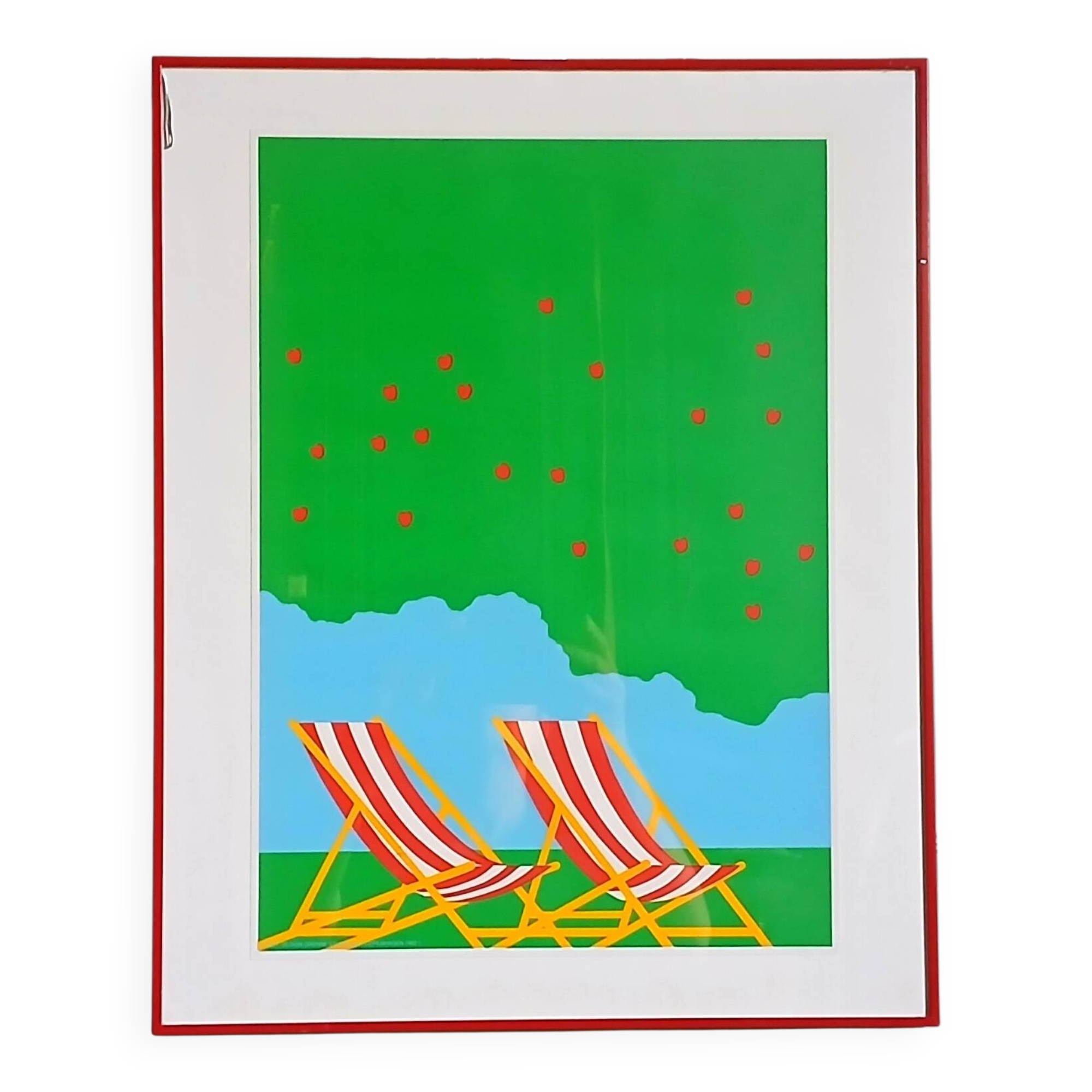 Danish screen print framed Ole Kortzau / Grønne Studie Copenhagen 1982