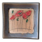 Handmade wall ceramic poppies bohemian countryside miniature