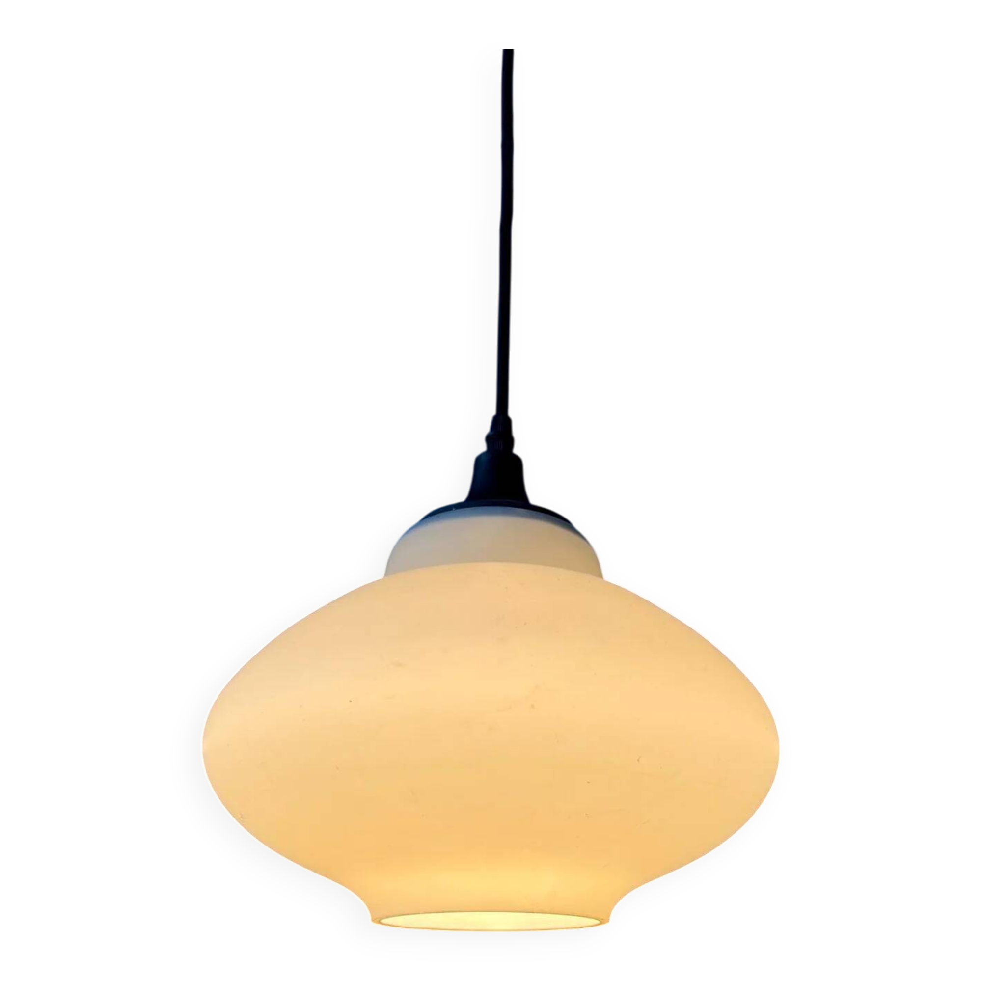 Mid-century milk glass pendant light attributed to Louis Kalff