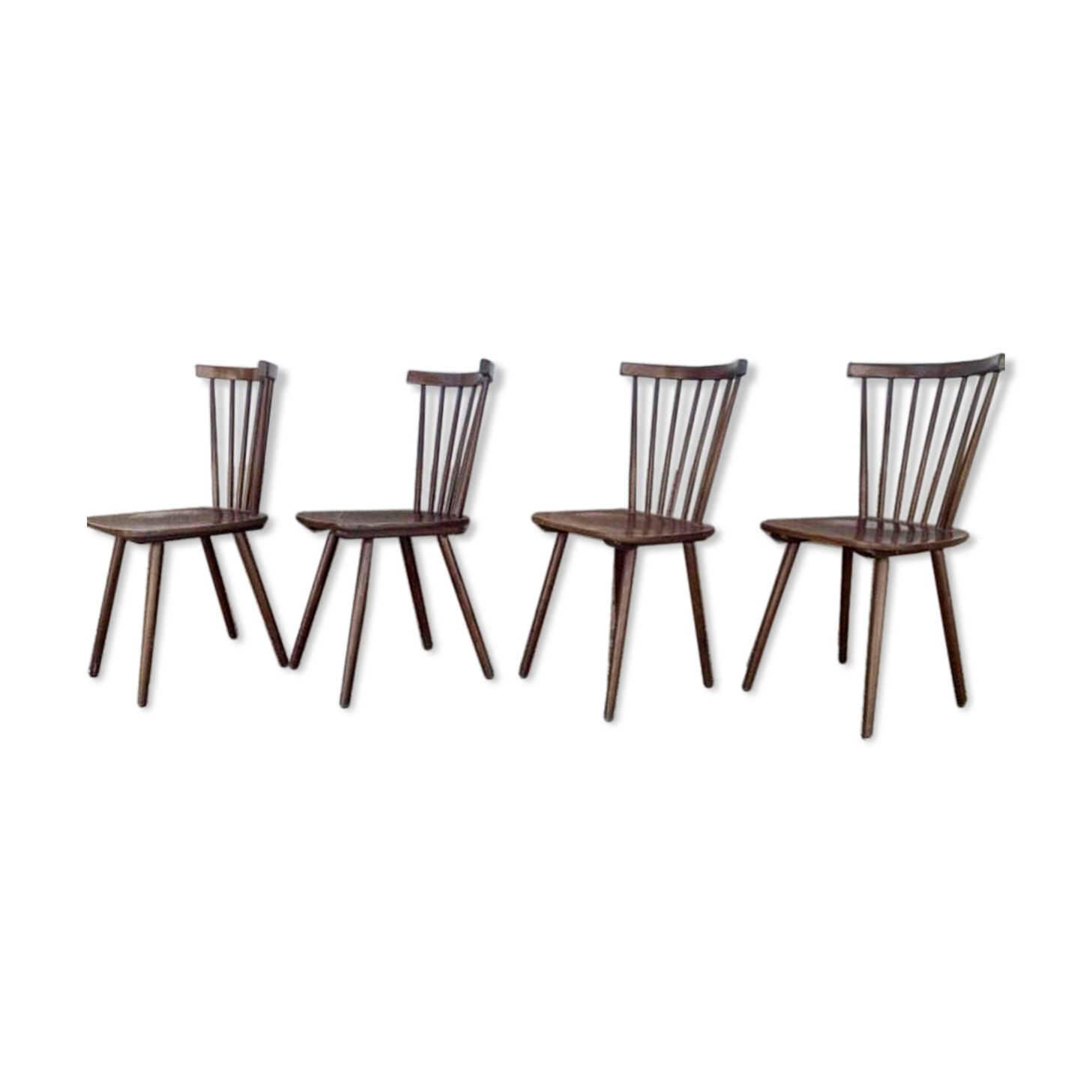 Series of 4 old chairs bistro wood curve dossir eventail in hetre