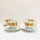 X4 porcelain cups bavaria schumann arzberg germany 70s -sun pattern-retro-kitchen