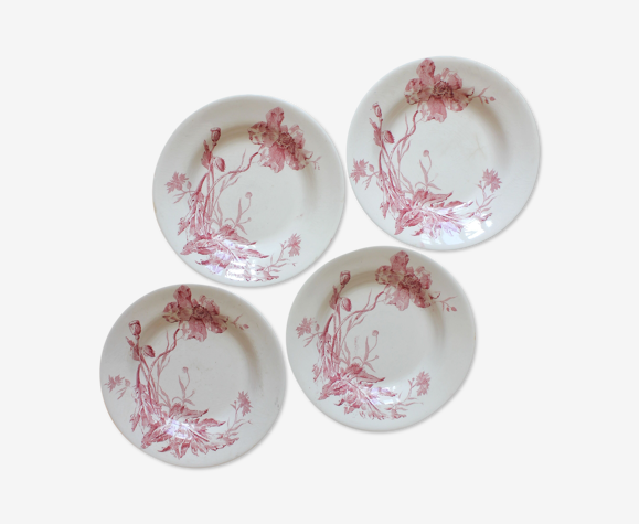 4 assiettes en terre de fer coquelicots opaque, de Gien